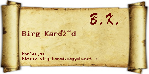 Birg Karád névjegykártya